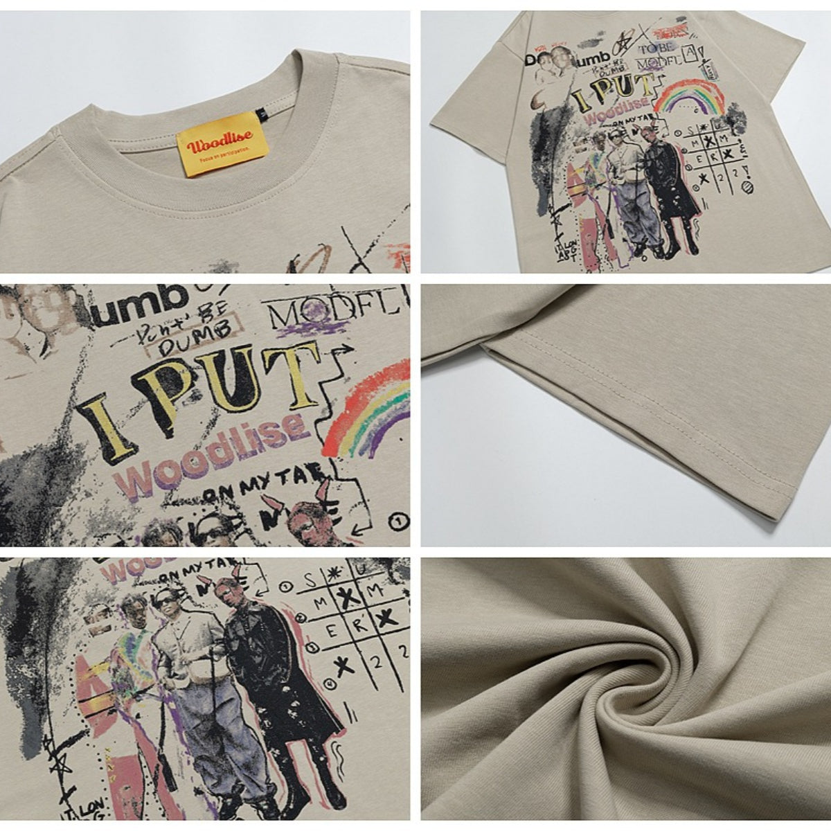 90s West Coast Hip Hop Fashion T-Shirts Summer Fun Graffiti Character Print T-Shirts