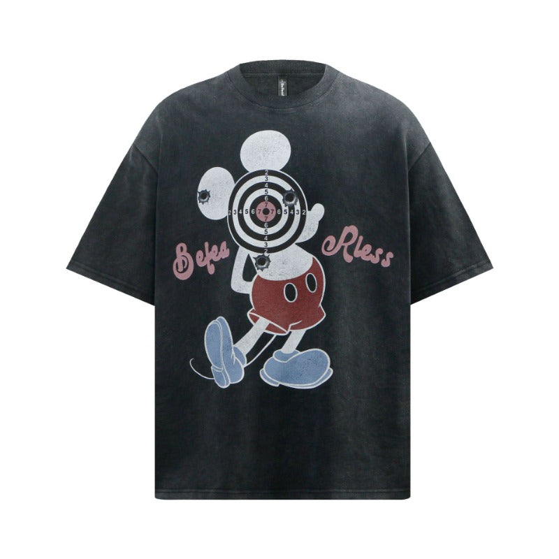 80s And 90s Vintage T Shirts Vintage Washing Water Old Fun Cartoon Short Sleeve T-Shirts