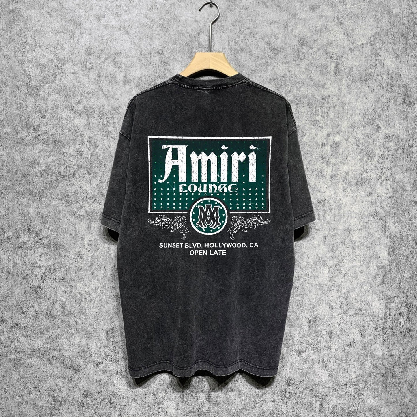 Amiri washed t-shirt flower diamond nameplate short sleeve