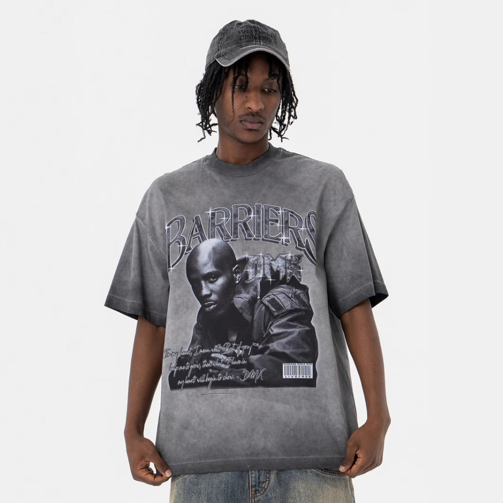 Vintage College Shirts Summer Hip Hop Rapper Print Short Sleeve T-Shirt