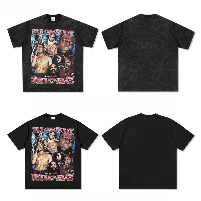 Streetwear masculino BIG BIGGIE SMALL HIPHOP hip hop t-shirt rap character print