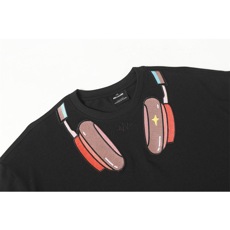 Casual Street Wear Headphones 3D Painting Printing Short Sleeve T-Shirt