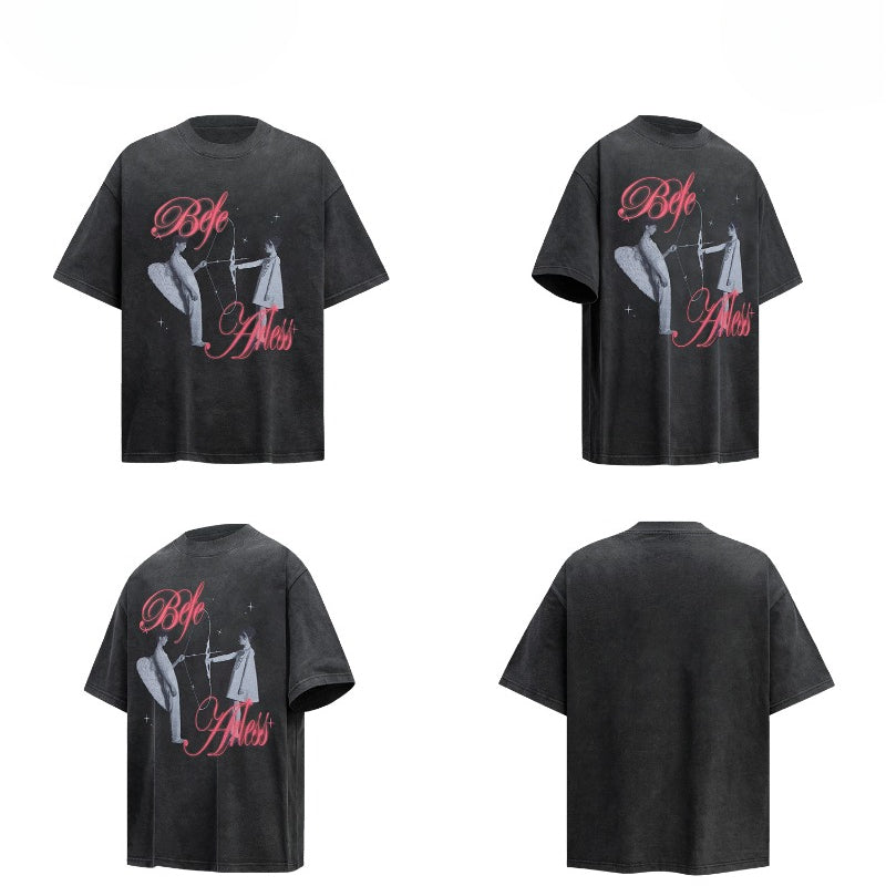 80s And 90s Vintage T Shirts Vintage Wash Make Old Angel Short Sleeve T-Shirts