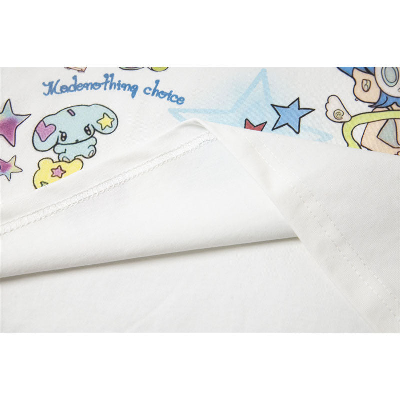 Hip Hop Shirts For Boys Vintage T-Shirt Summer Loose Cartoon Crew Neck Short Sleeve Top