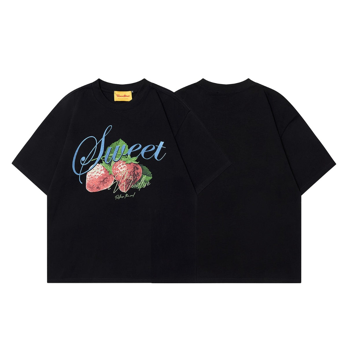 90s West Coast Hip Hop Fashion T-Shirts Strawberry Print Cotton Short Sleeve T-Shirts