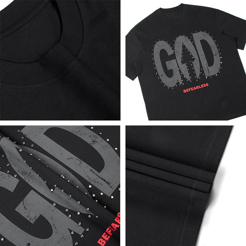 80s And 90s Vintage Letter Stud Short Sleeve T-Shirts