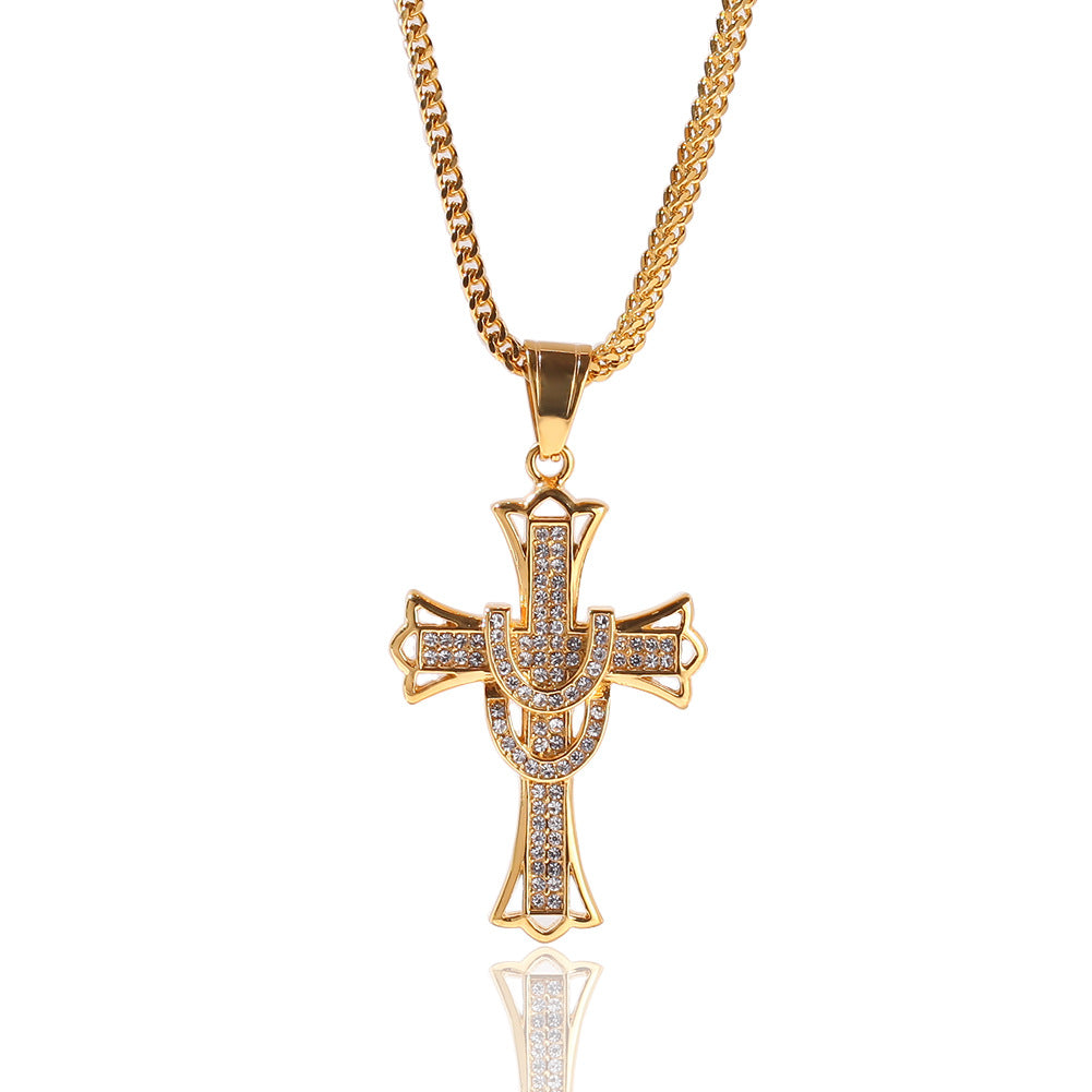 Jewelry Rhinestone Cross Necklace Crosses Jesus Pieces