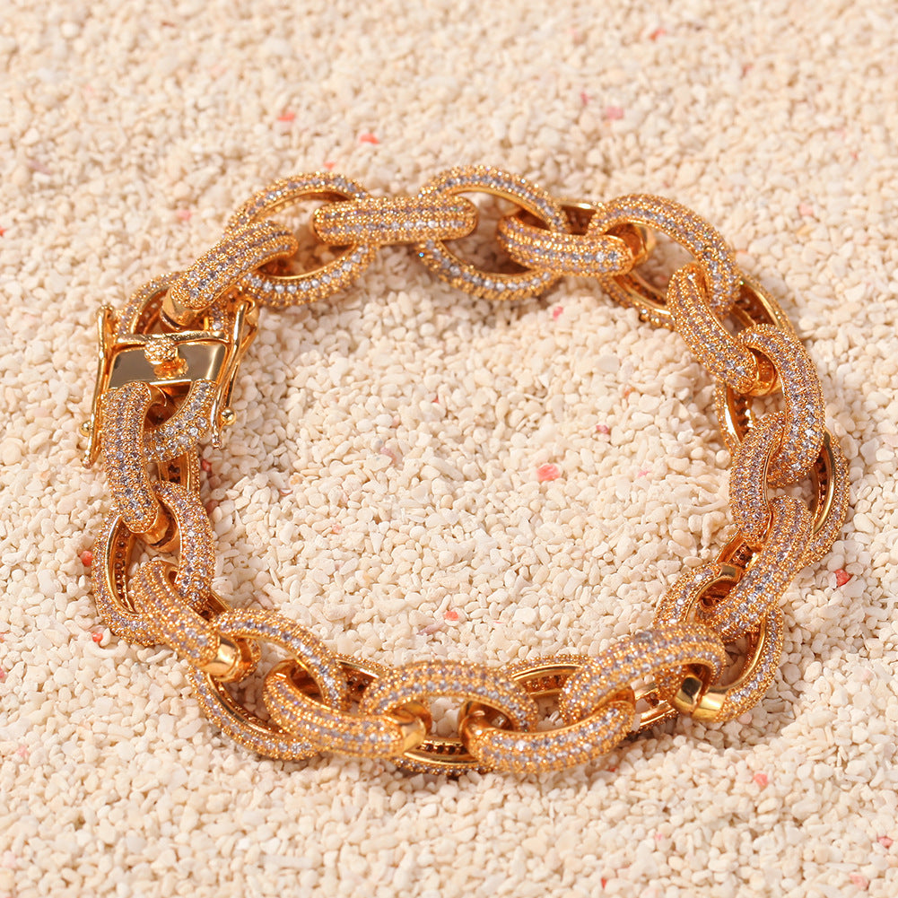 Bracelet Hip Hop Say Cross Bracelet Copper Zircon hiphop Spectrum Crosses