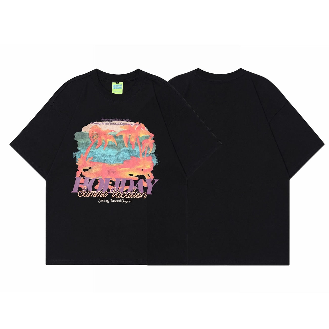 90s West Coast Hip Hop Fashion T Shirts Spring Summer Sunset Beach Print Half Sleeve Top