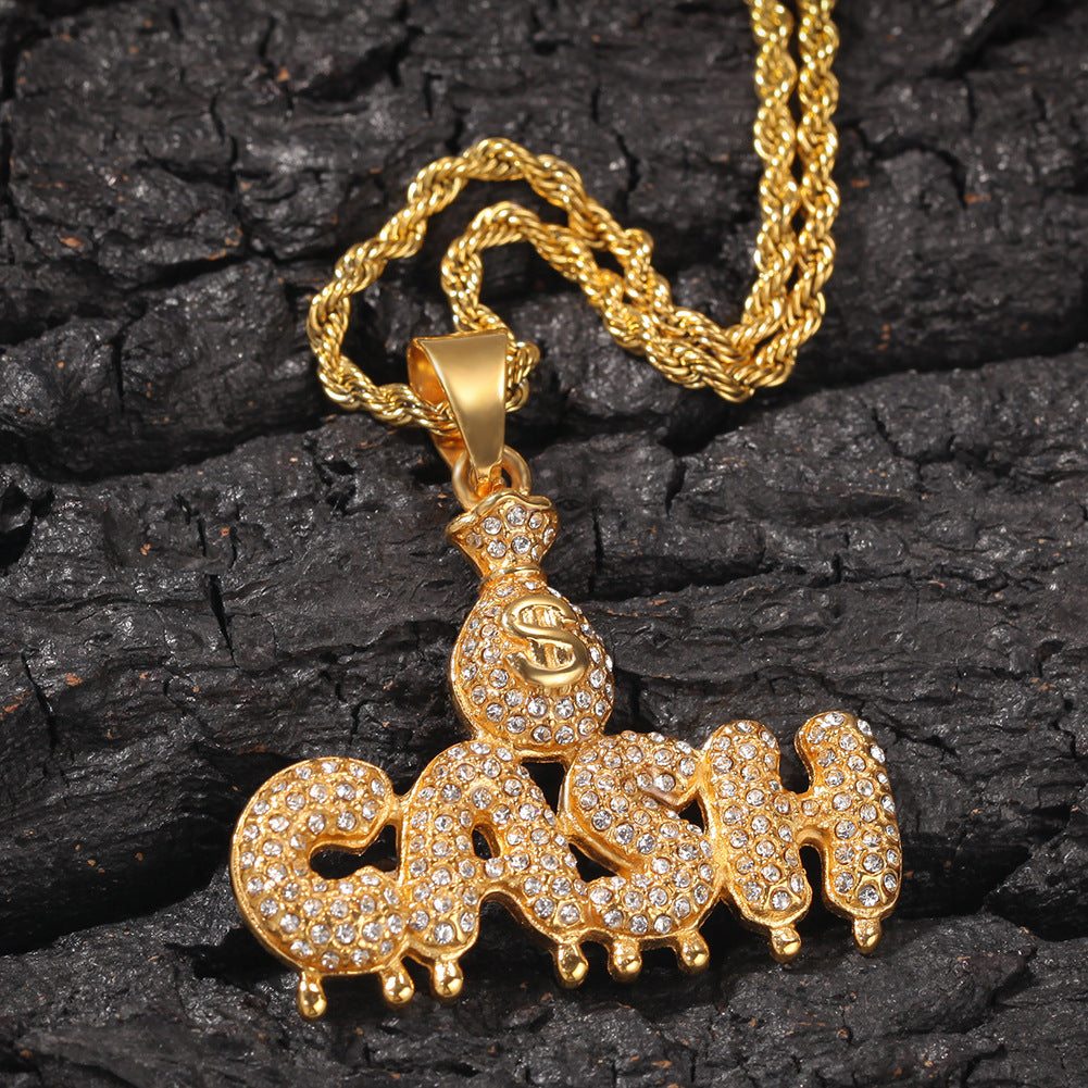 Jewelry Diamond 'Money Bags' Letters Necklaces Alphabet Pieces Royalty