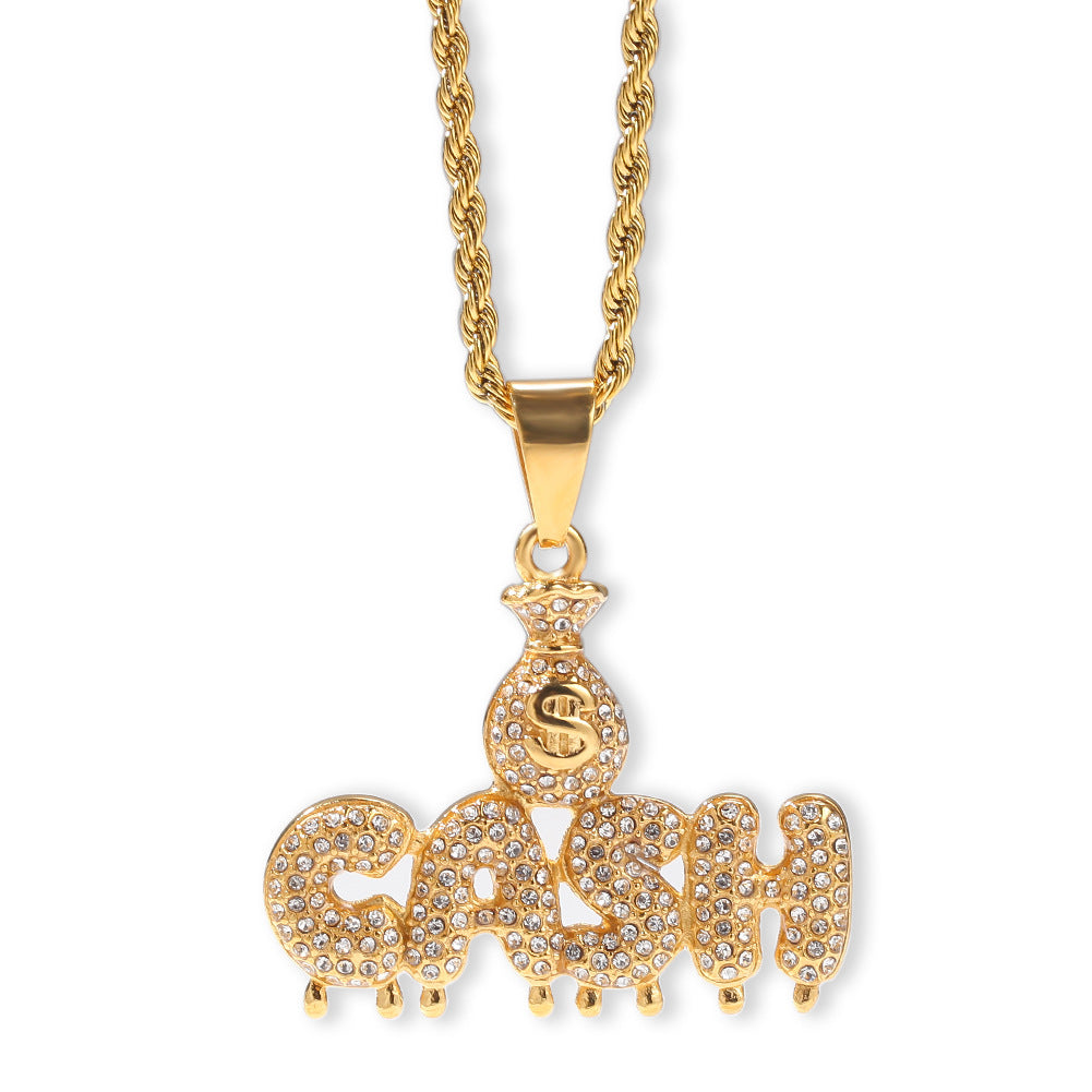 Jewelry Diamond 'Money Bags' Letters Necklaces Alphabet Pieces Royalty