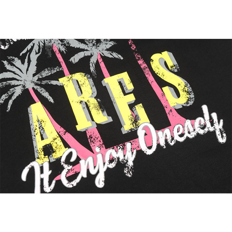 Hip Hop Shirts For Boys Coconut Tree Alphabet Print Summer Short Sleeve T-Shirt Top