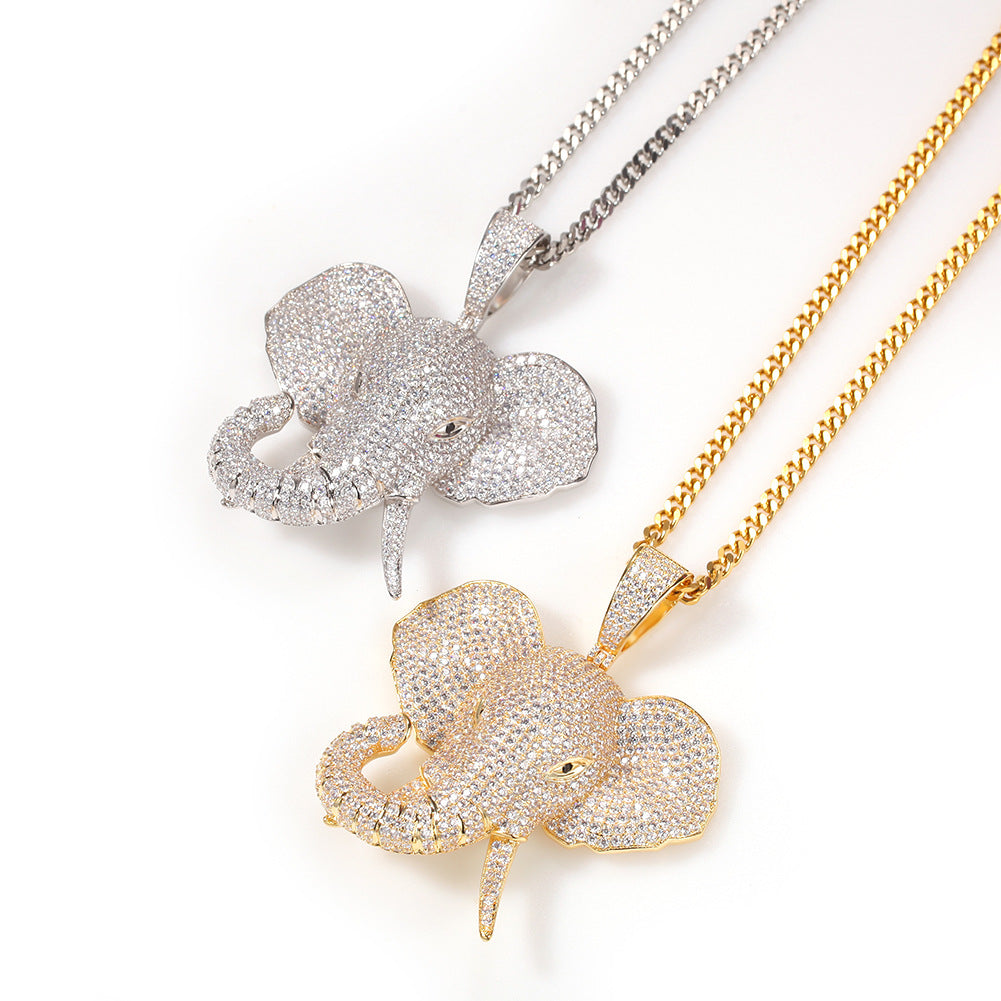 Jewelry European Zircon Three-dimensional Animal Elephant Pendant Necklace Animal Spectrum
