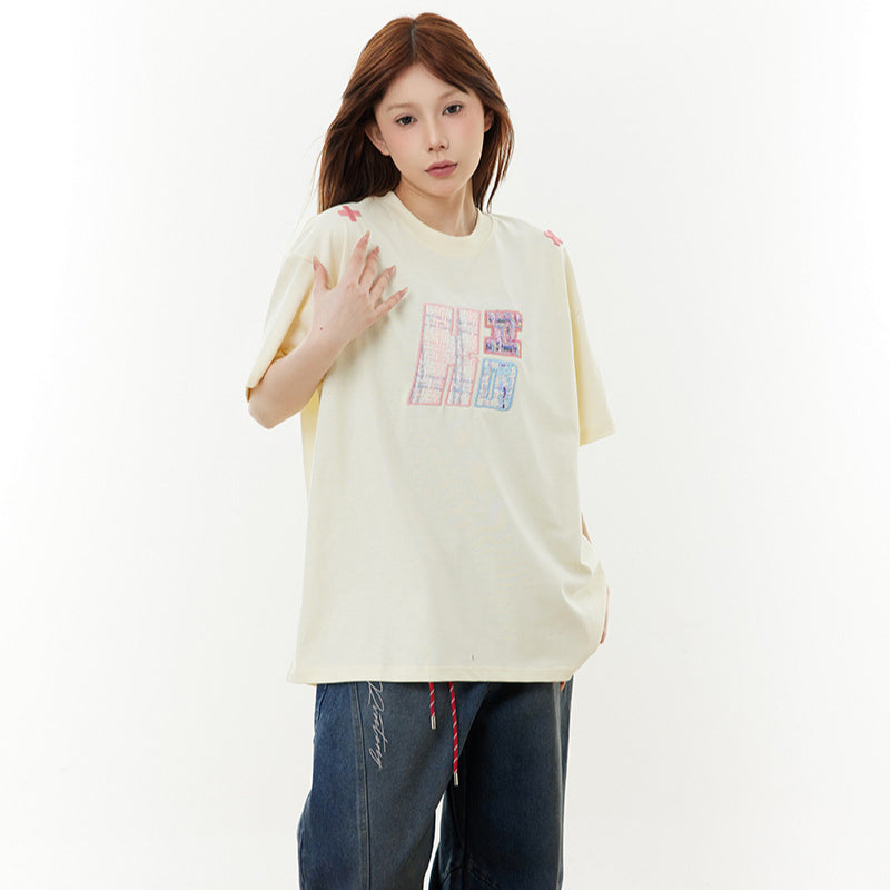 Vintage Usa Shirt Vintage Embroidery Summer Loose Casual T-Shirt