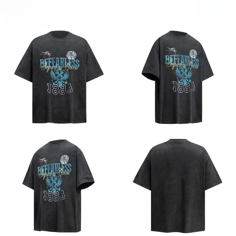 80s And 90s Vintage T Shirts Vintage Washing Water Old Painted Alphabet Short Sleeve T-Shirts