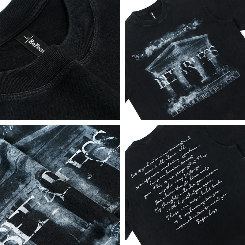 80s And 90s Vintage T Shirts Vintage Washing Water Old Misty Palace Short Sleeve T-Shirts