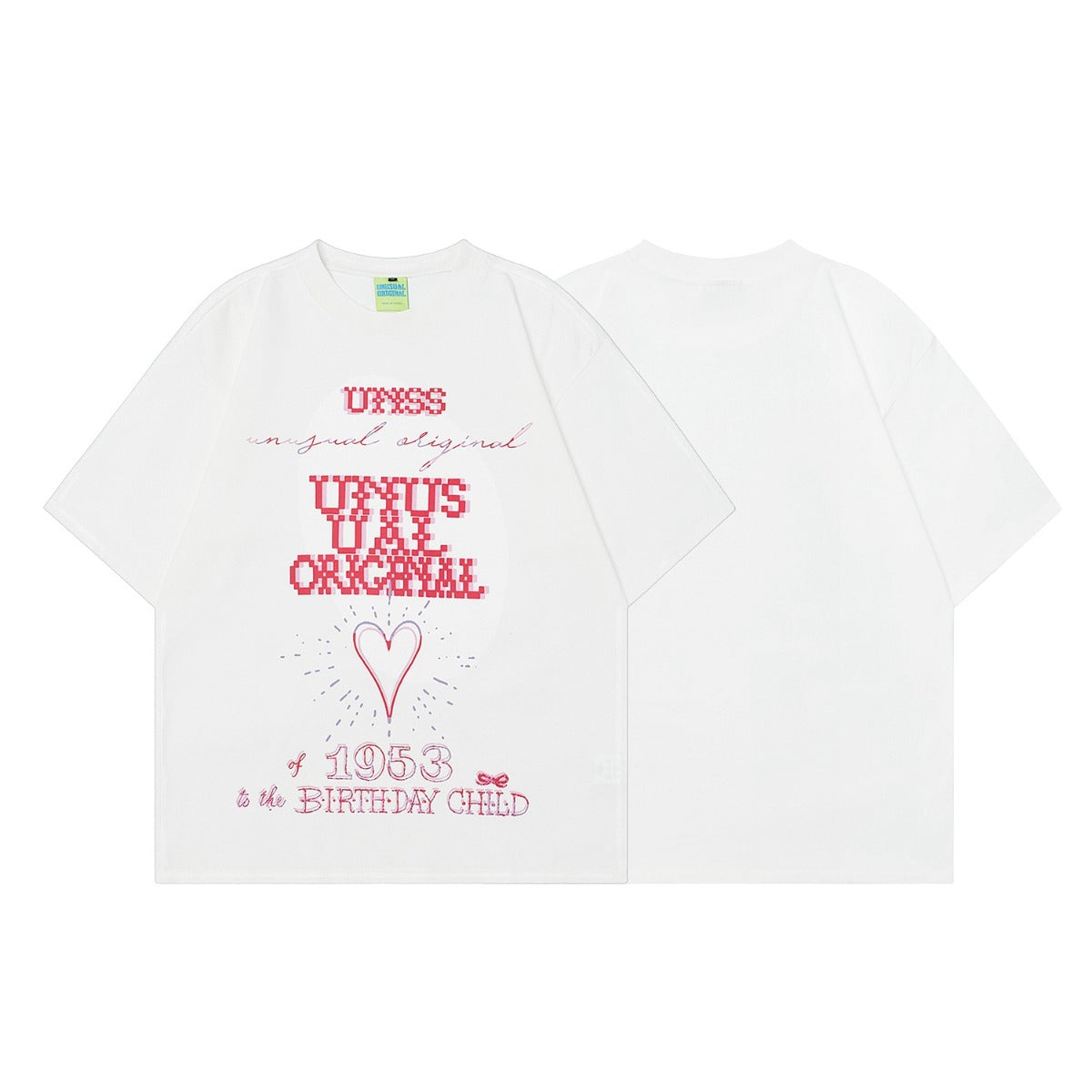 90s West Coast Hip Hop Fashion T-Shirts Summer Pixel Love Letter Print T-Shirt
