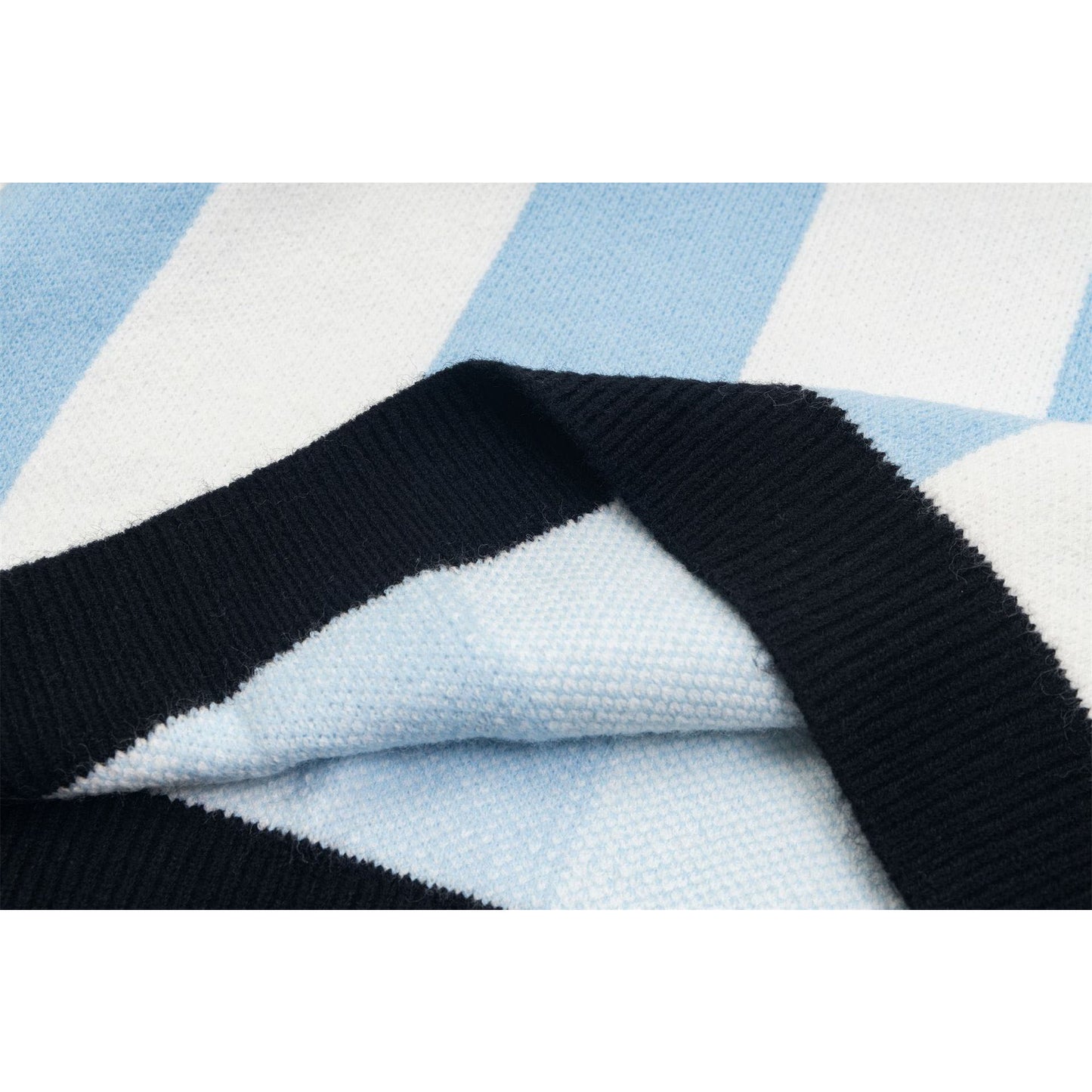 Marcas De Streetwear Striped Letter-Embroidered Lapel Sweater