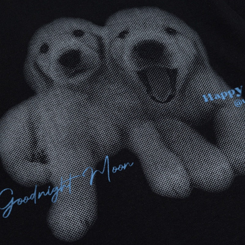 90s West Coast Hip Hop Fashion T Shirts Retro Fun Cute Puppy Short Sleeve T-Shirt