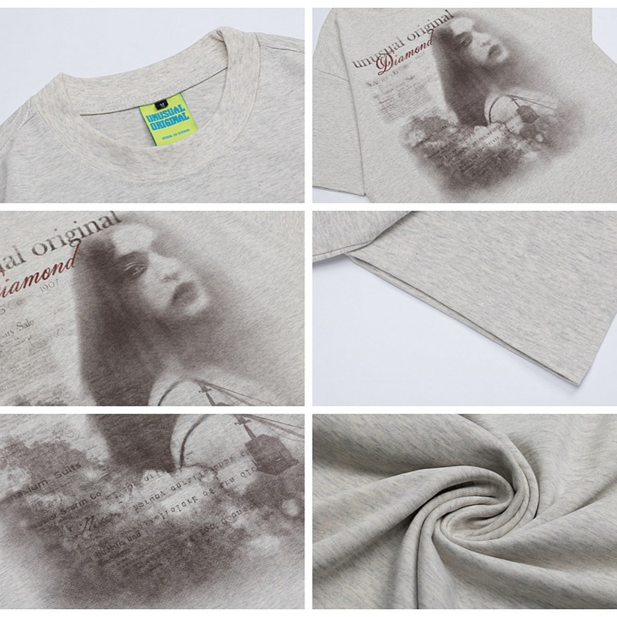 90s West Coast Hip Hop Fashion T Shirts Vintage Old Fuzzy Portrait Print Oversize Short Sleeve T-Shirt