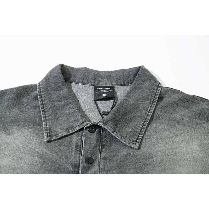 Marcas De Streetwear Denim POLO Neck Long Sleeve T-Shirt Loose Casual Men's and Women's Top