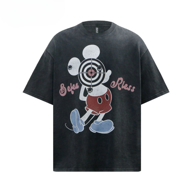80s And 90s Vintage T Shirts Vintage Washing Water Old Fun Cartoon Short Sleeve T-Shirts