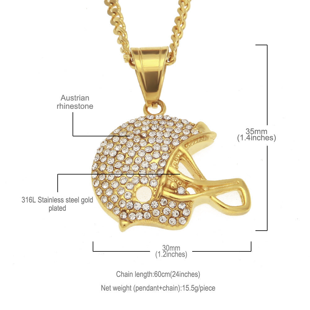 Jewelry Hip Hop Diamond Helmet Barbell Necklace Word Up rapper