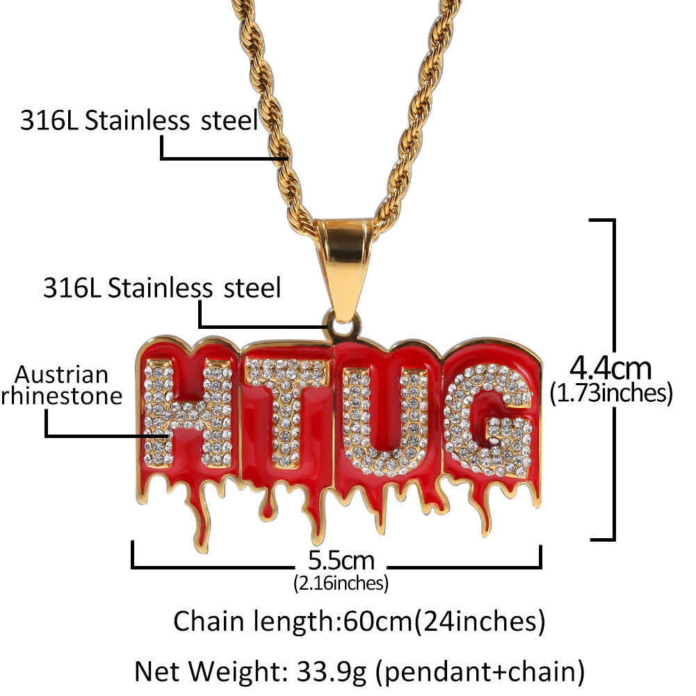 Jewelry Hip Hop Diamond Helmet Barbell Necklace Word Up rapper
