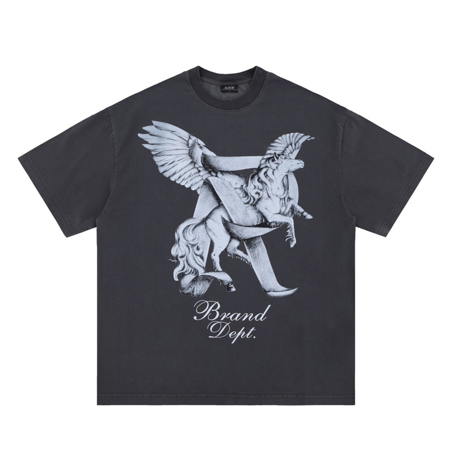 Vintage College Shirts Pegasus Print Summer Short Sleeve T-Shirt