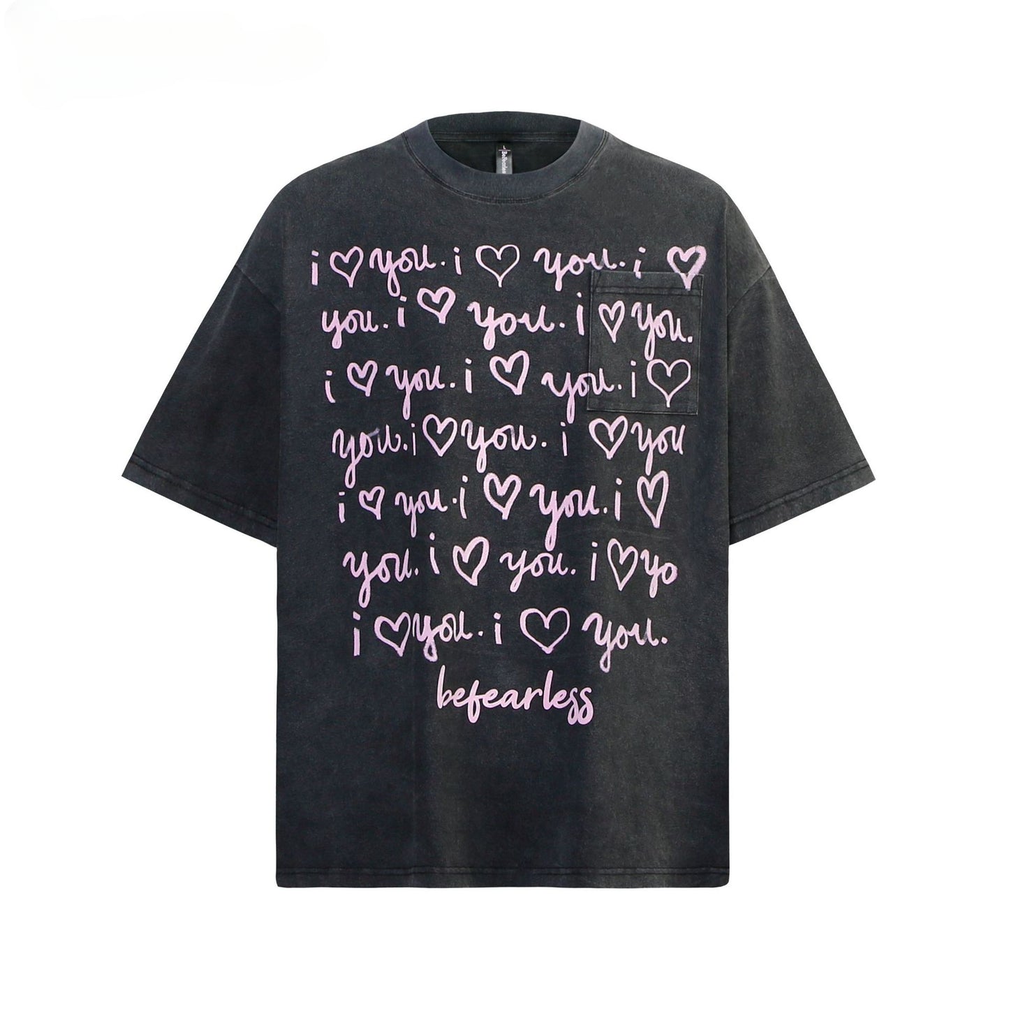 80s And 90s Vintage T Shirts Letter Pocket Short Sleeve Men's and Women's Summer Loose