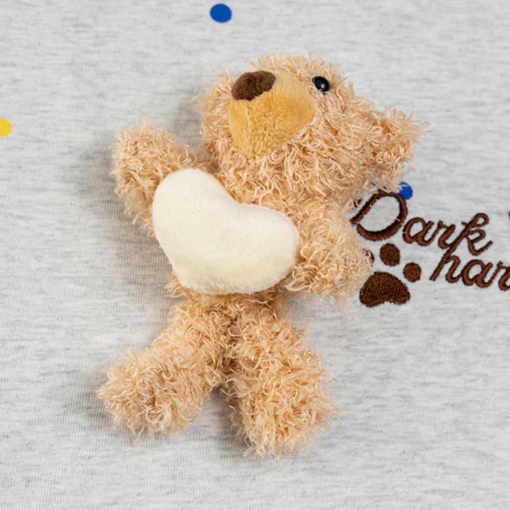 Nostalgia T Shirts Cartoon 3D Bear Doll Embroidered Loose Casual T-Shirt