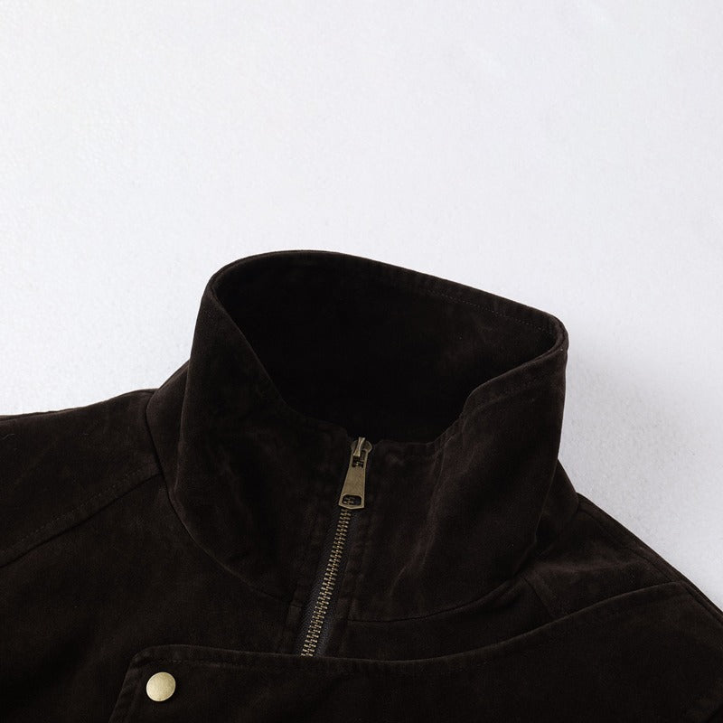 Unisex Down Jacket Autumn Vintage Suede Cotton Jacket