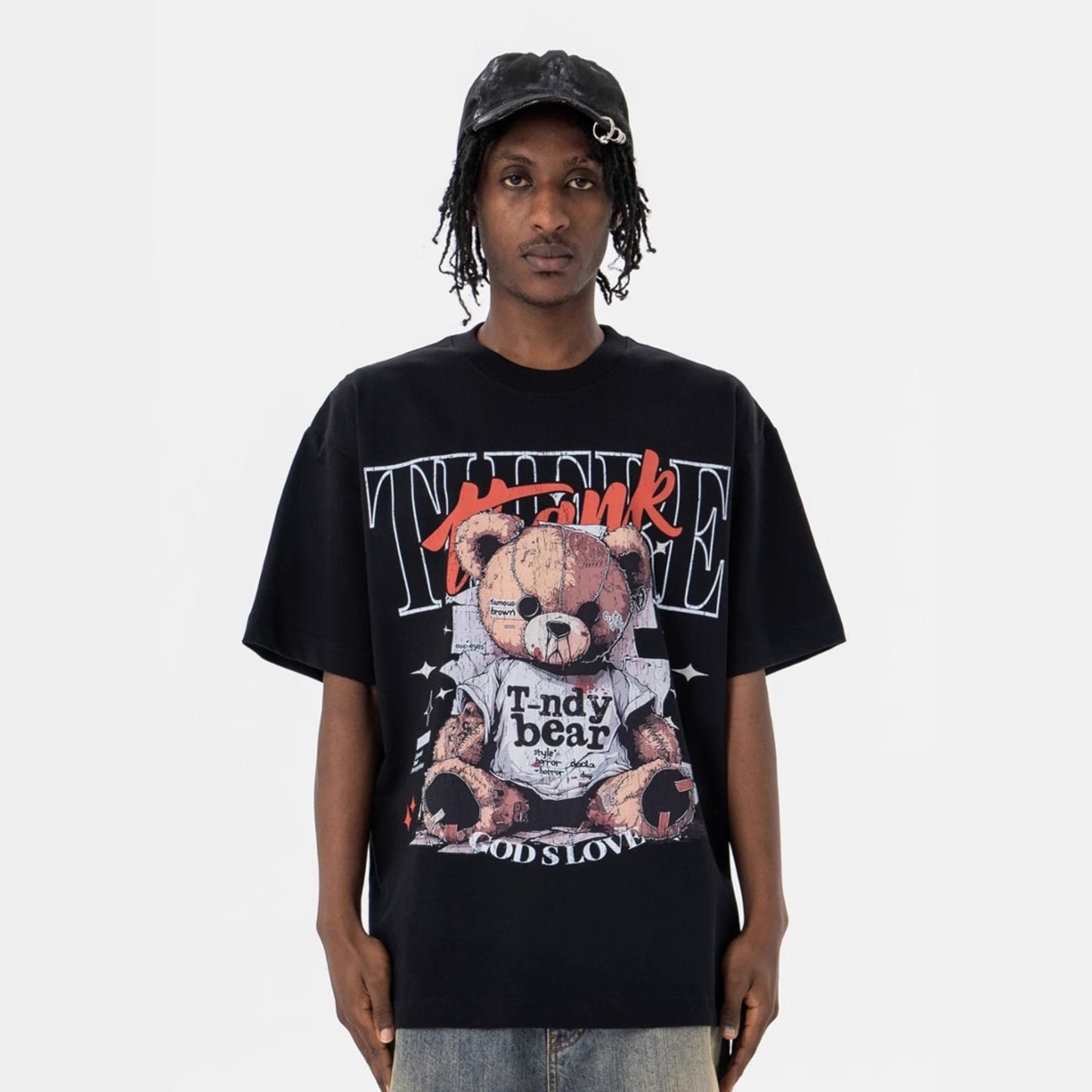 Vintage College Shirts Vintage Bear Print Summer Short Sleeve T-Shirt