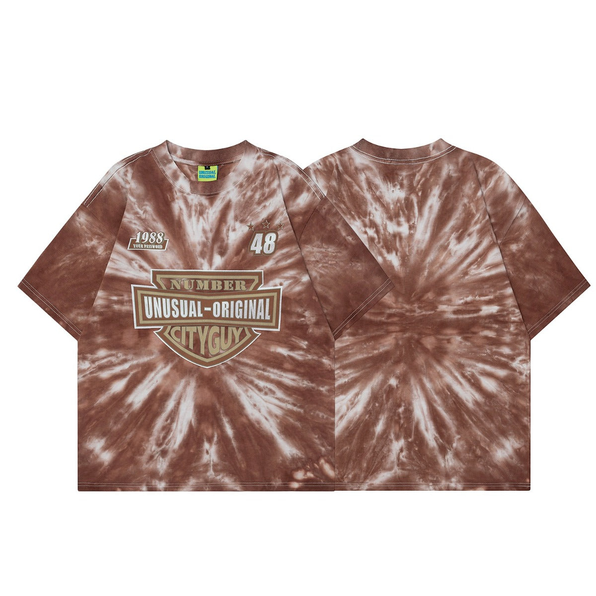 90s West Coast Hip Hop Fashion T Shirts Tie-dye Alphabet Vintage Washed Half Sleeve tee