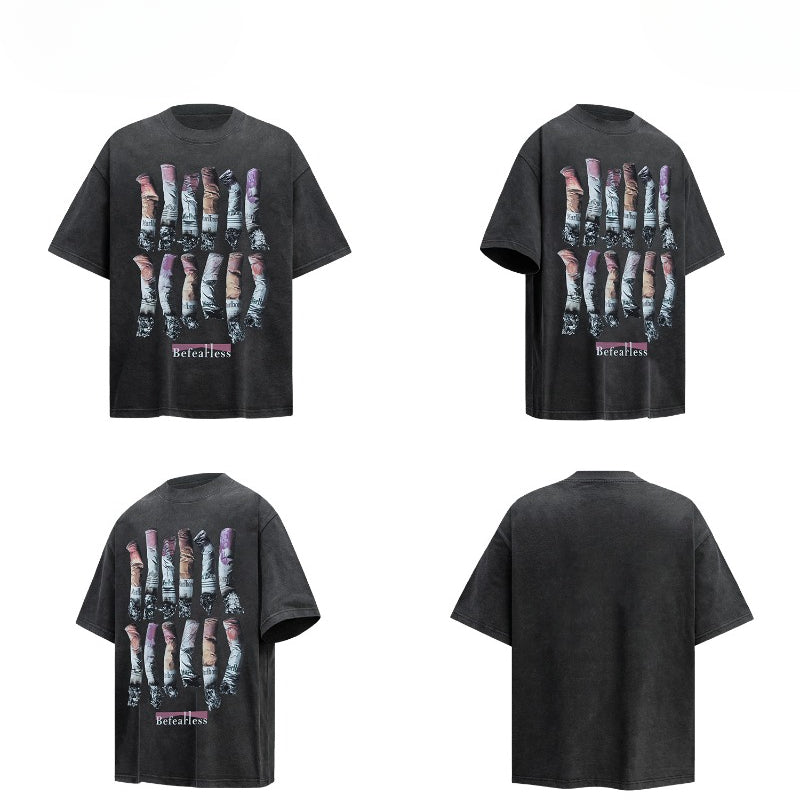 80s And 90s Vintage T Shirts Vintage Washing Water Old Printed Short Sleeve T-Shirts
