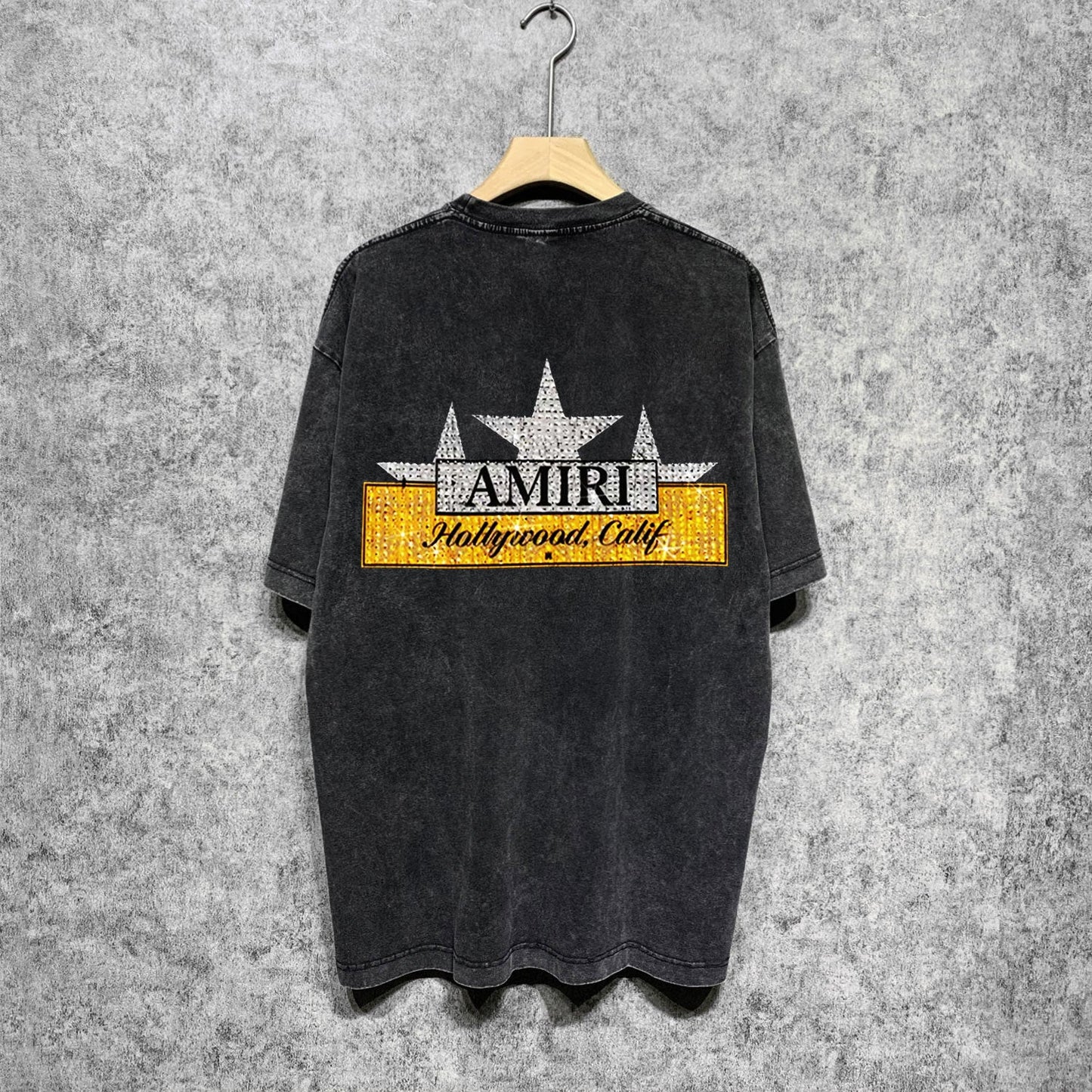 Amiri washed t-shirt five-pointed star nameplate short sleeves