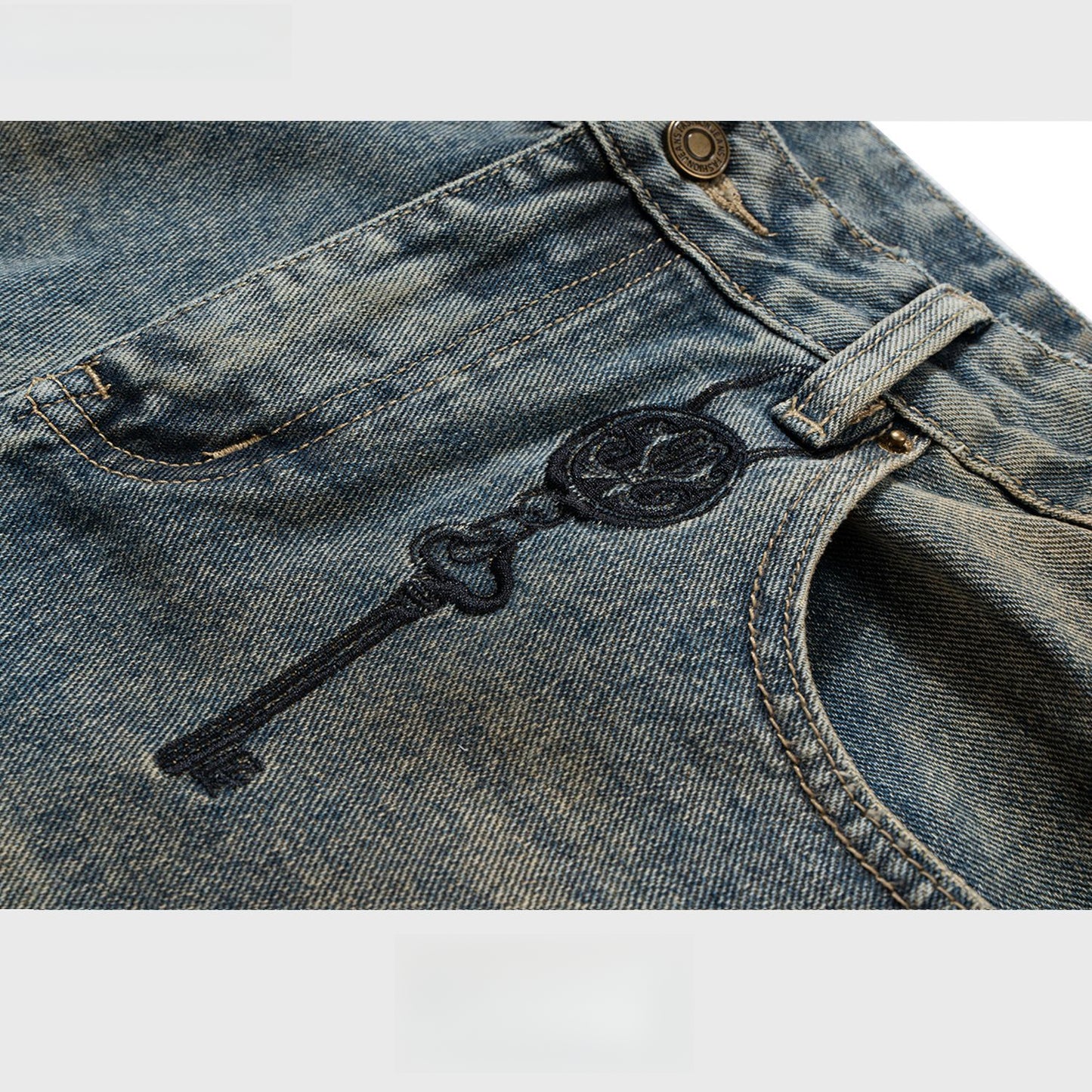 Rock Revival Jeans Embroidery Wash Old Trousers Ripped Jeans