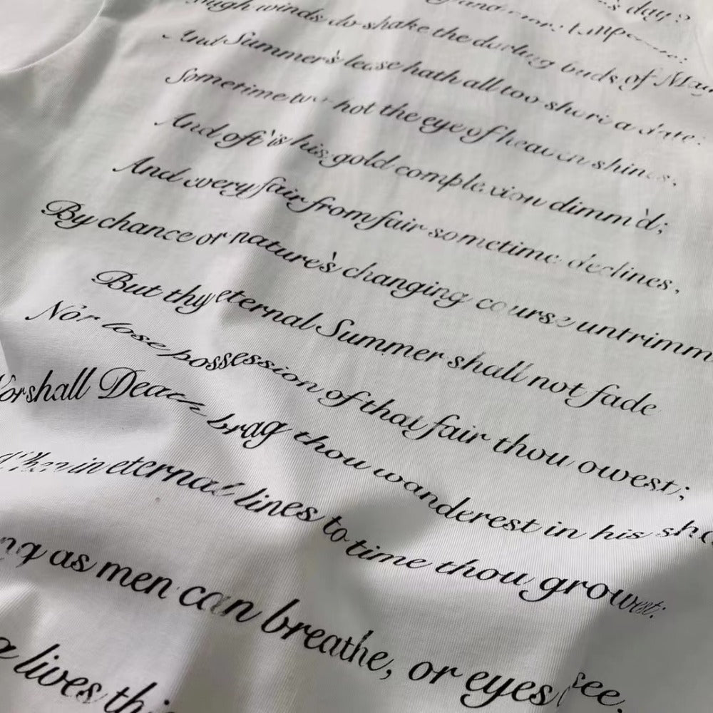 Streetwear Eua t shirt Shakespeare poetry island cleanfit summer short sleeve t-shirt