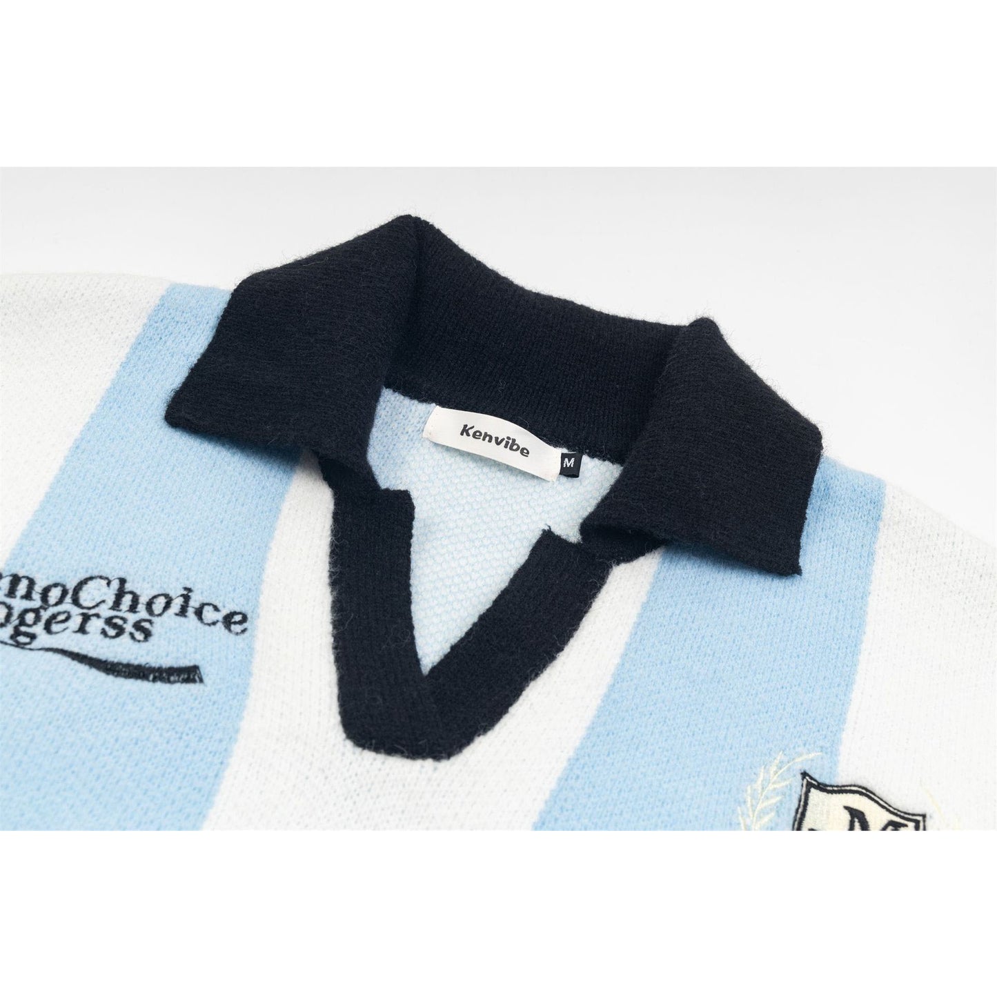 Marcas De Streetwear Striped Letter-Embroidered Lapel Sweater