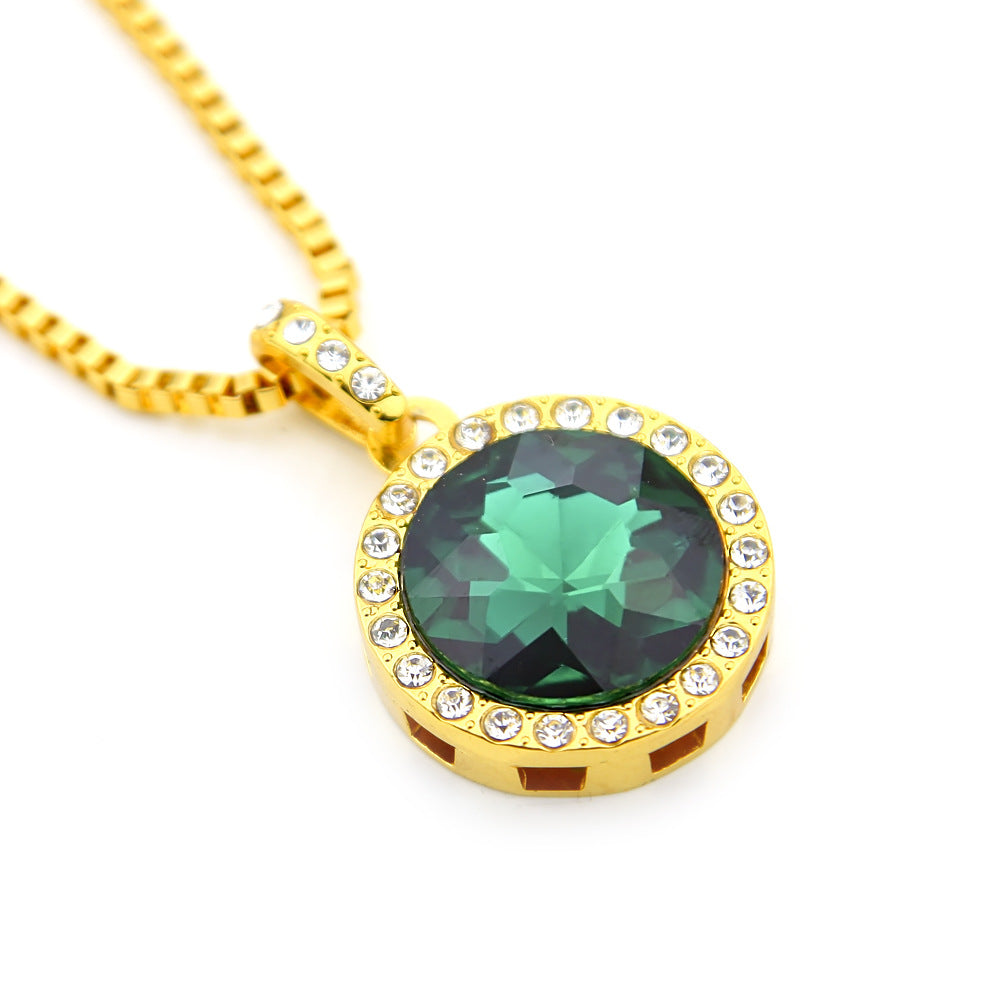Jewelry Hip Hop Rhinestone Round Jewel Necklace Spectrum St. Valentine's