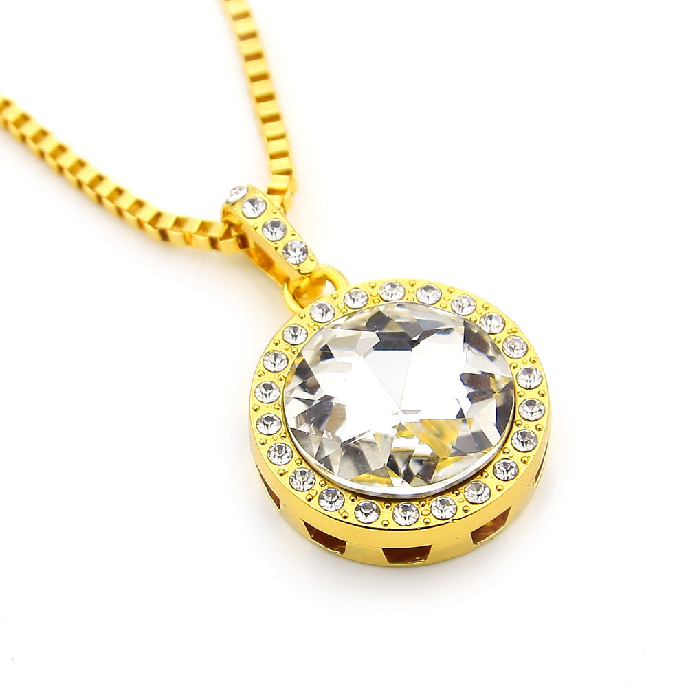 Jewelry Hip Hop Rhinestone Round Jewel Necklace Spectrum St. Valentine's
