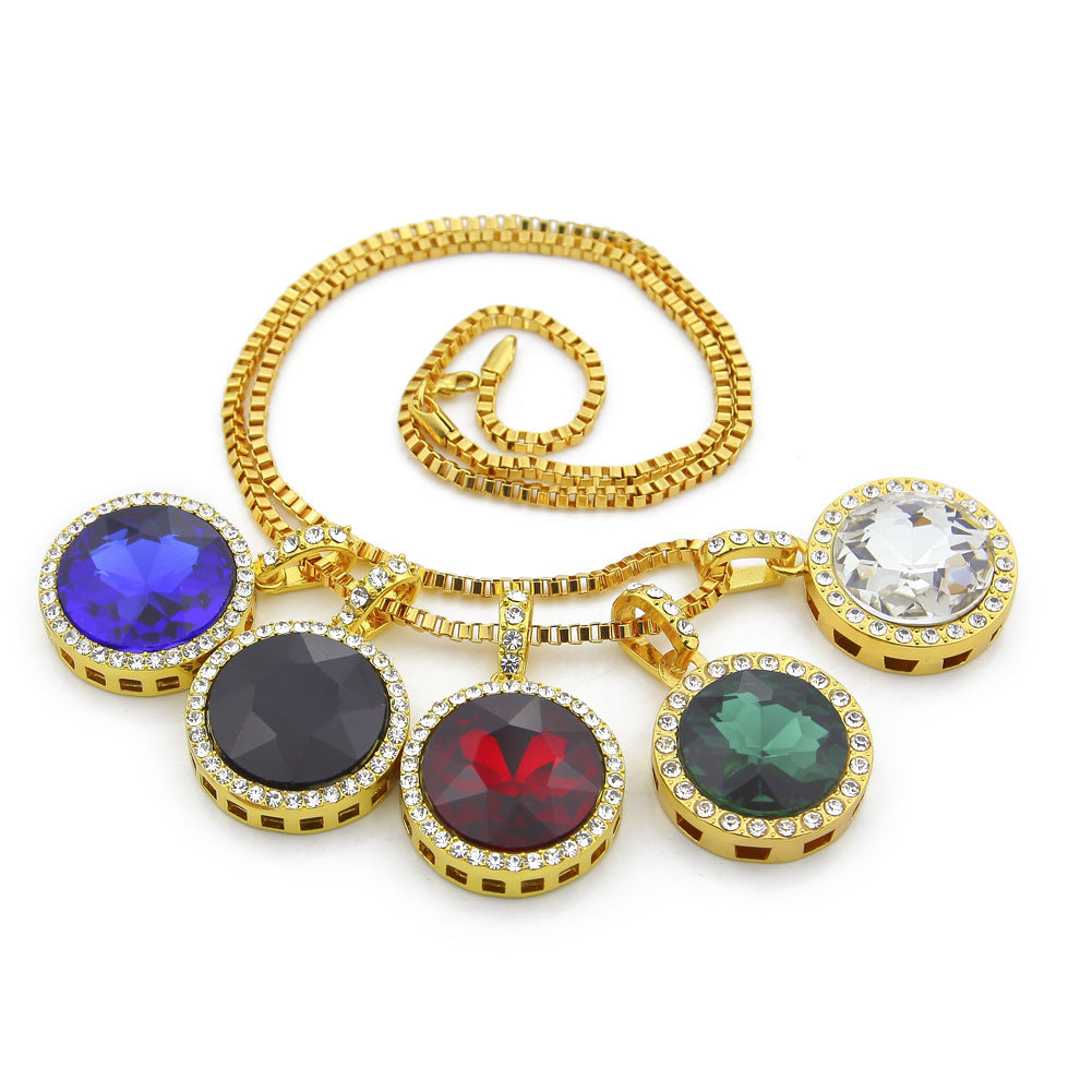 Jewelry Hip Hop Rhinestone Round Jewel Necklace Spectrum St. Valentine's