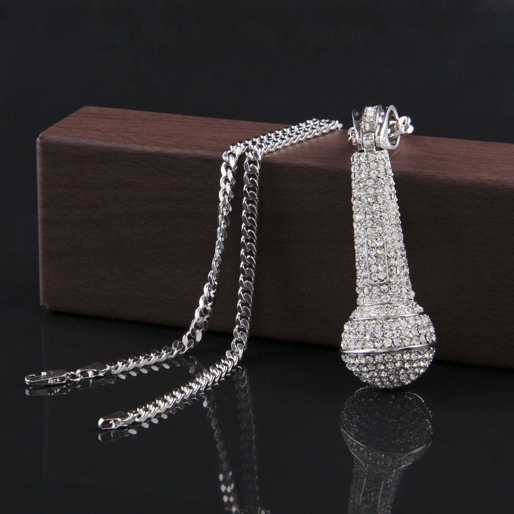 Jewelry King of Singing Microphone Shaped Necklace rapper