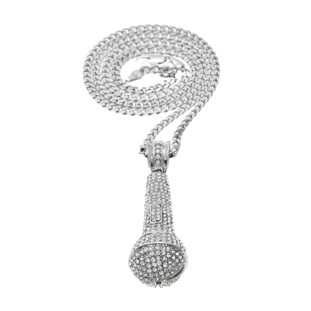 Jewelry King of Singing Microphone Shaped Necklace rapper