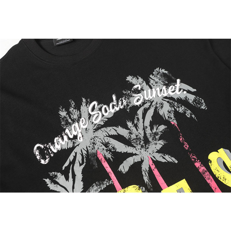 Hip Hop Shirts For Boys Coconut Tree Alphabet Print Summer Short Sleeve T-Shirt Top