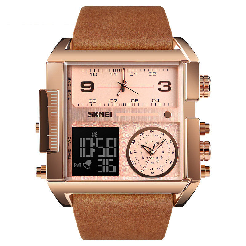 Analog-Digital Watch Square Men's Business Electronic Watch