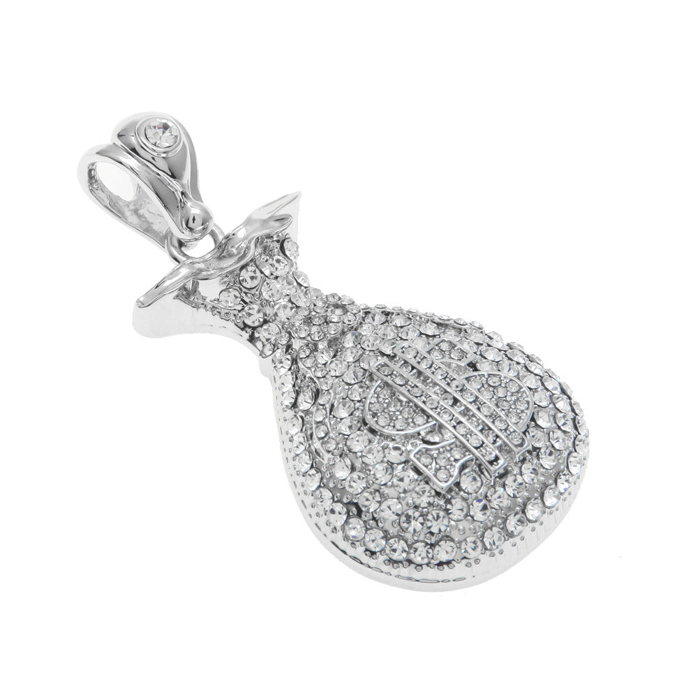 Jewelry Rhinestone 'Money bag ' Necklace rapper Royalty
