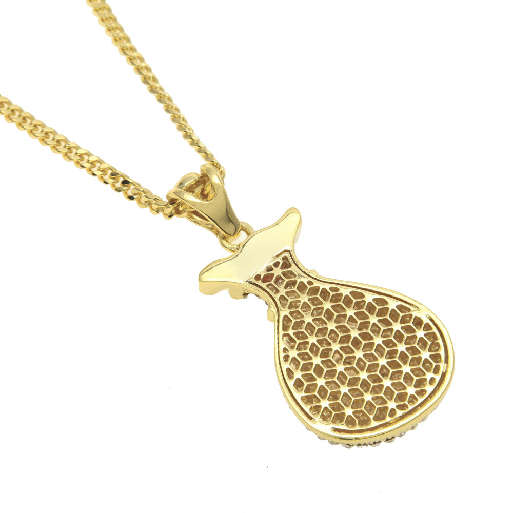 Jewelry Rhinestone 'Money bag ' Necklace rapper Royalty