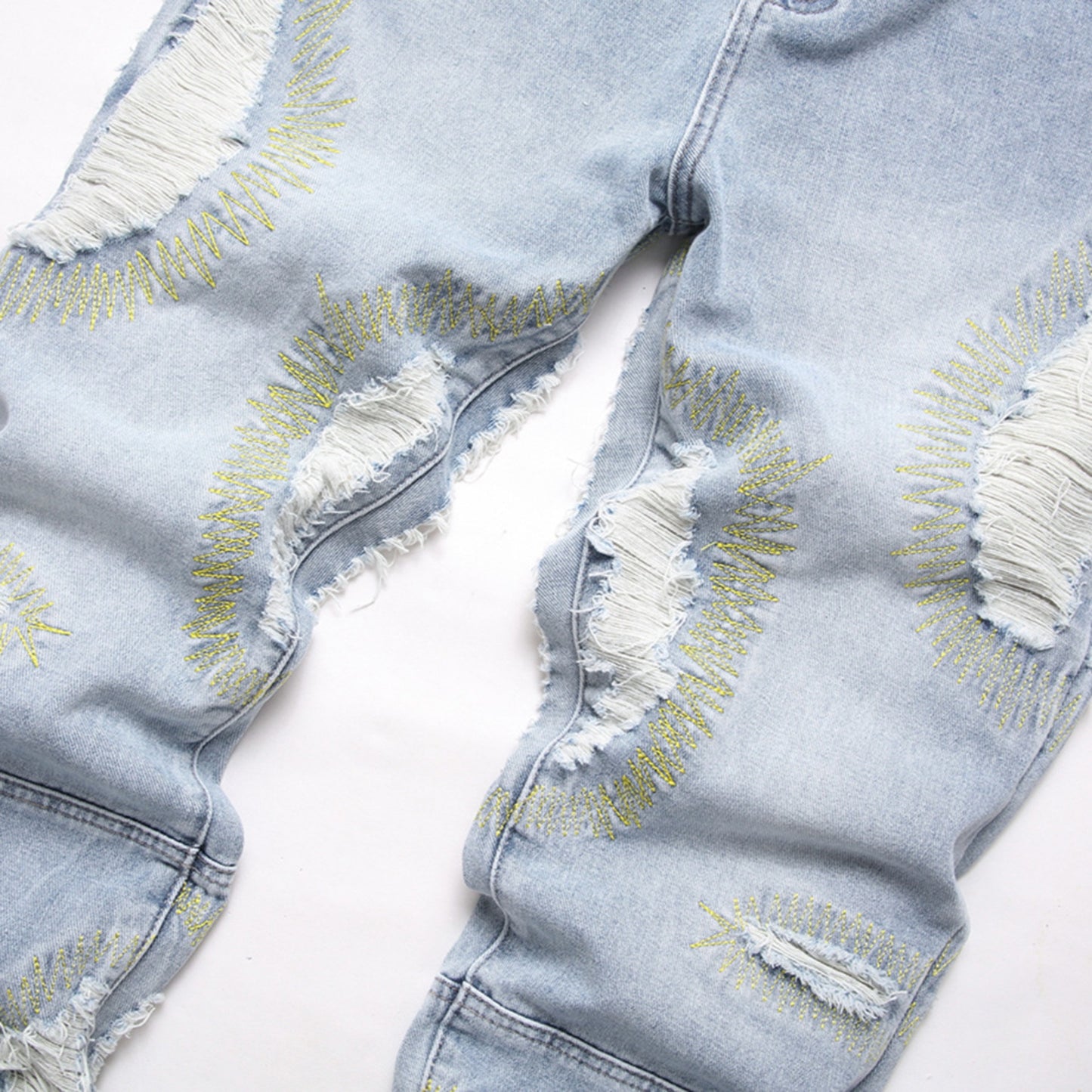 1990 Fashion Jeans Retro Ripped Jeans Straight Pants