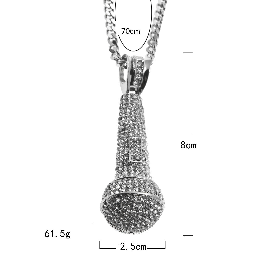 Jewelry King of Singing Microphone Shaped Necklace rapper